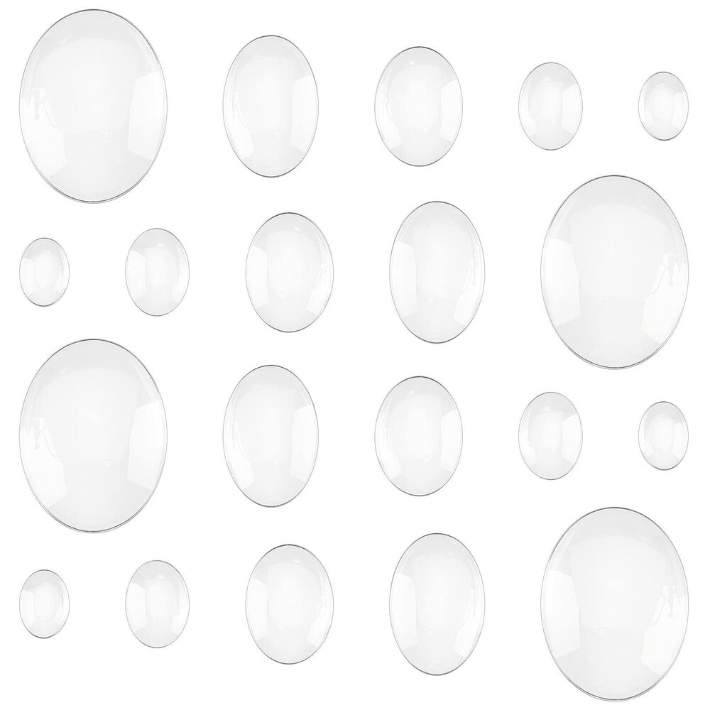 8110 5 Sizes Oval Cabochons, 100pcs Clear Glass Tiles Flatback Round